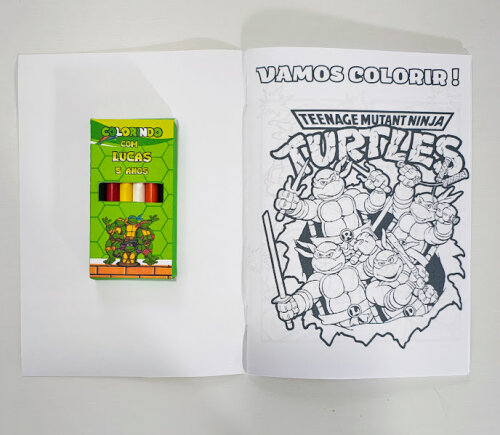 Livrinho de Colorir com Mini Lápis de Cor Tartarugas Ninja - 20x