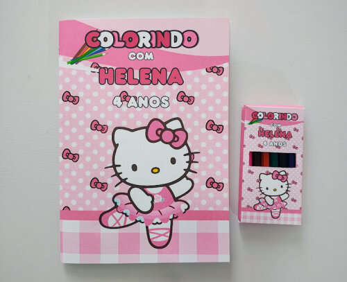 Livrinho de Colorir com Mini Lápis de Cor Hello Kitty - 20x14cm - Todos os temas