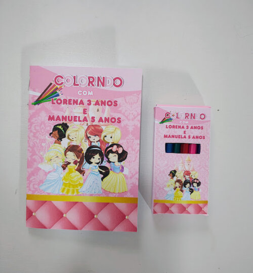 Livrinho de Colorir com Mini Lápis de Cor Princesas - 20x14cm - Todos os temas