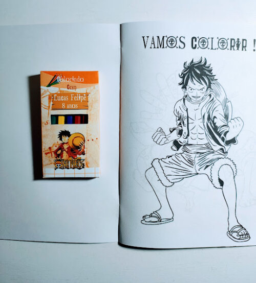 Livrinho de Colorir com Mini Lápis de Cor - One Piece - 20x14cm