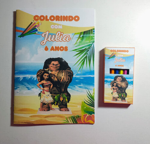 Livrinho de Colorir com Mini Lápis de Cor - Moana - 20x14cm - Todos os temas