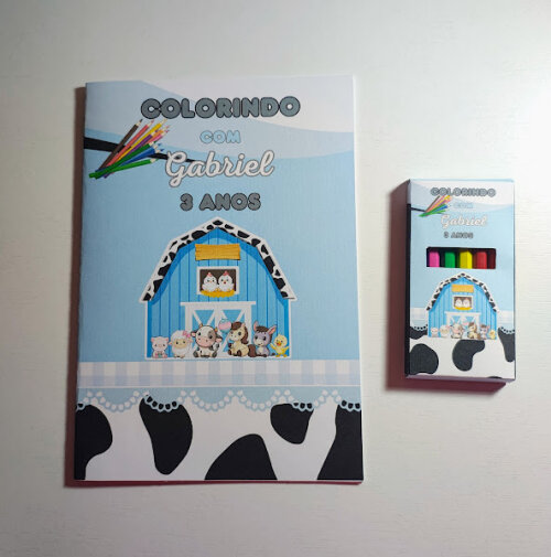 Livrinho de Colorir com Mini Lápis de Cor - Fazendinha - 20x14cm - Todos os temas