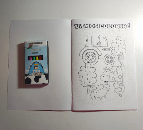 Livrinho de Colorir com Mini Lápis de Cor - Fazendinha - 20x14cm