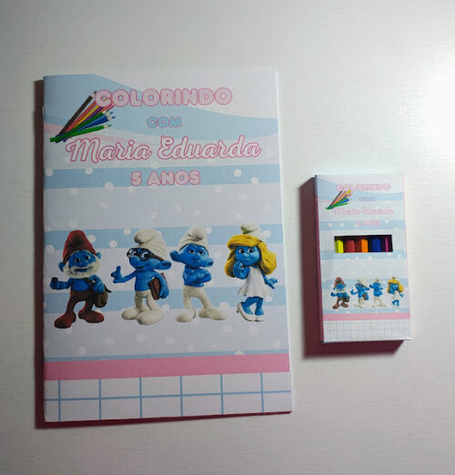 Livrinho de Colorir com Mini Lápis de Cor - Smurf - 20x14cm - Todos os temas