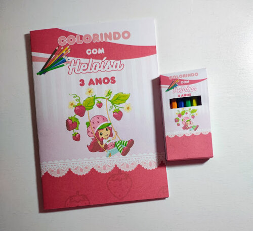 Livrinho de Colorir com Mini Lápis de Cor - Moranguinho - 20x14cm - Todos os temas
