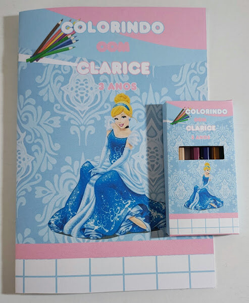 Livrinho de Colorir com Mini Lápis de Cor - Cinderela - 20x14cm - Todos os temas
