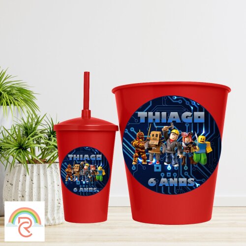 Kit Cinema - Balde de Pipoca com copo Twister personalizado - Roblox - Todos os Temas