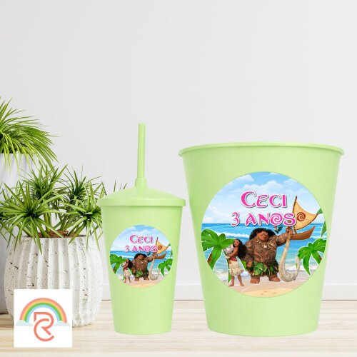 Kit Cinema - Balde de Pipoca com copo Twister personalizado - Moana - Todos os Temas - Cópia
