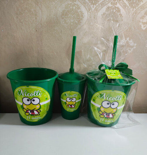 Kit Cinema - Balde de Pipoca com copo Twister personalizado - Keroppi - Todos os Temas
