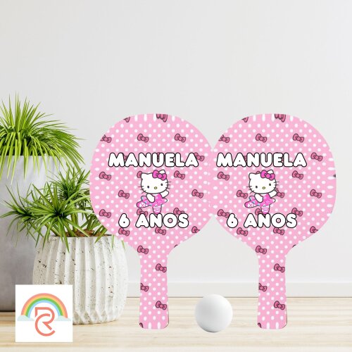 Raquete de Ping Pong Personalizada - Hello Kitty - Todos os temas