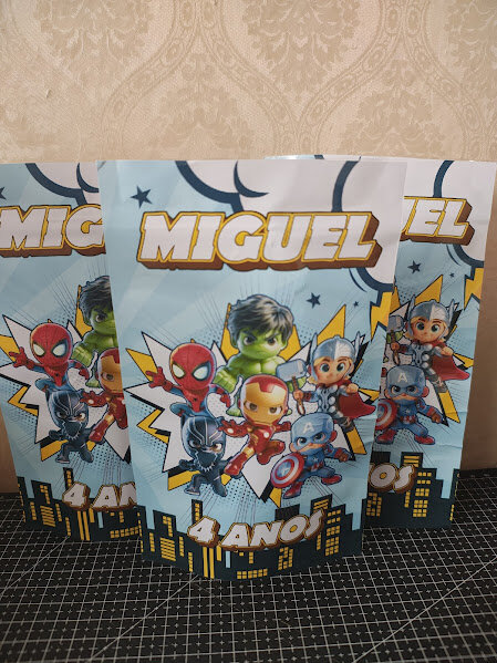 Saquinho Zip Lock Personalizado P -Super Heróis- 10x15 cm - Todos os temas