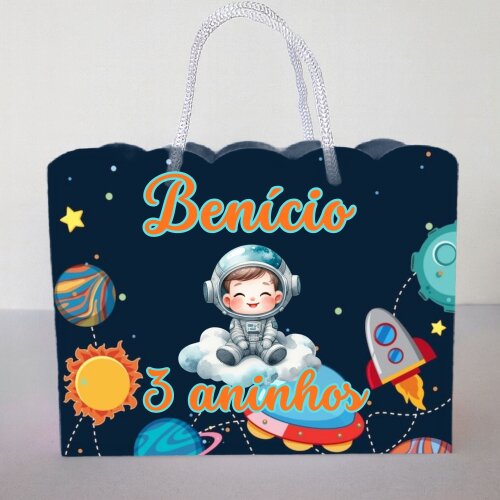 Sacolinha Personalizada Astronauta - Temos todos os temas