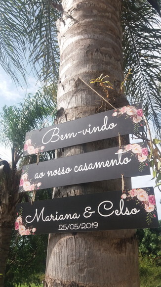 3 Placas casamento indicativa COM SUA FRASE em MDF