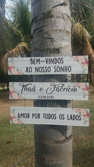 3 Placas casamento indicativa em MDF COM SUA FRASE