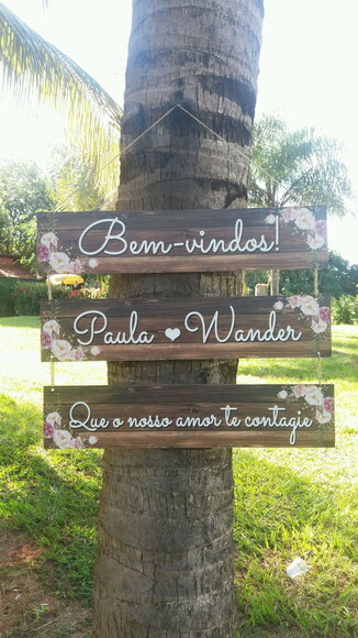 3 Placas Indicativas para casamento 60x20 COM SUA FRASE