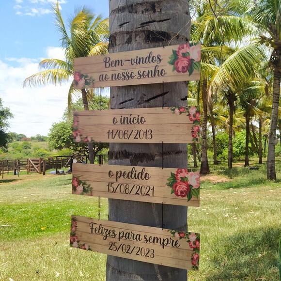 4 Placas casamento indicativas em MDF