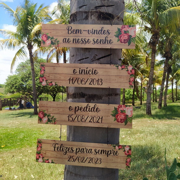 4 Placas casamento indicativas em MDF