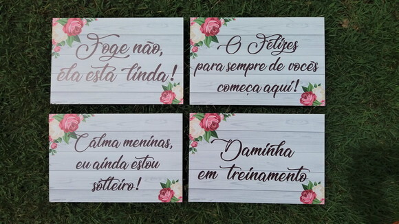 4 placas de casamento COM SUA FRASE