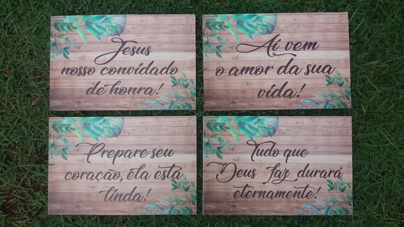 4 placas de casamento COM SUA FRASE