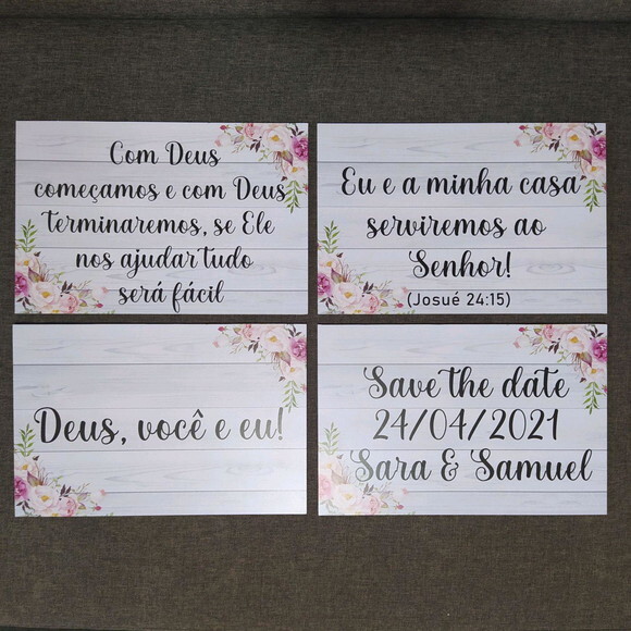 4 Placas de casamento COM SUA FRASE