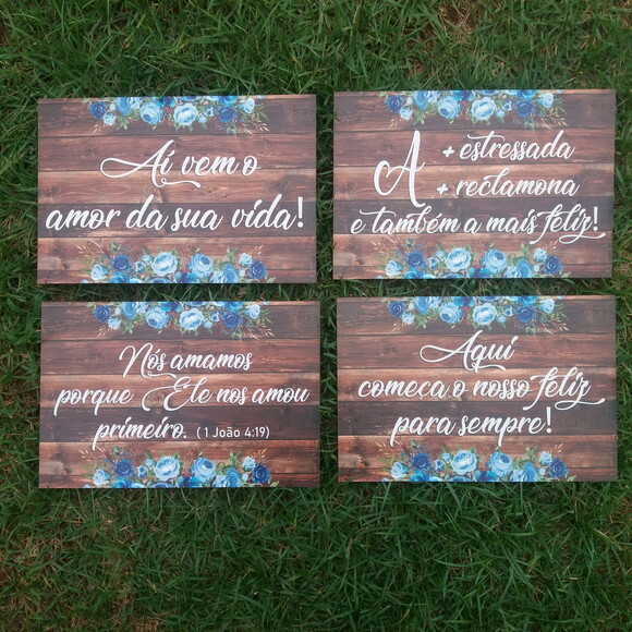 4 Placas de casamento COM SUA FRASE
