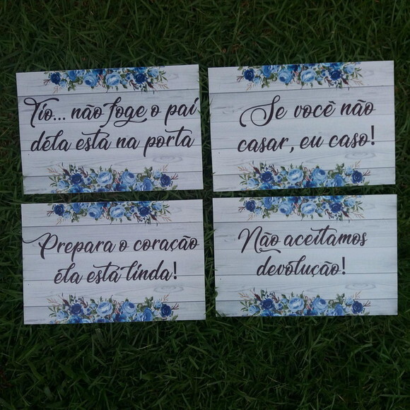 4 Placas de casamento COM SUA FRASE
