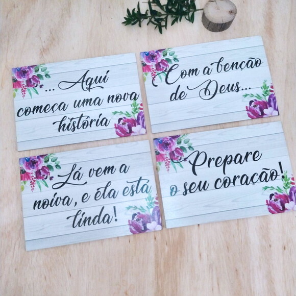 4 Placas de casamento COM SUA FRASE