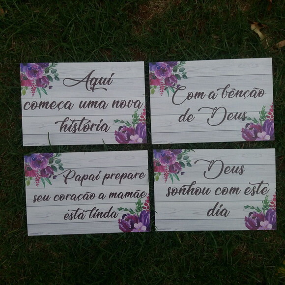 4 Placas de casamento COM SUA FRASE