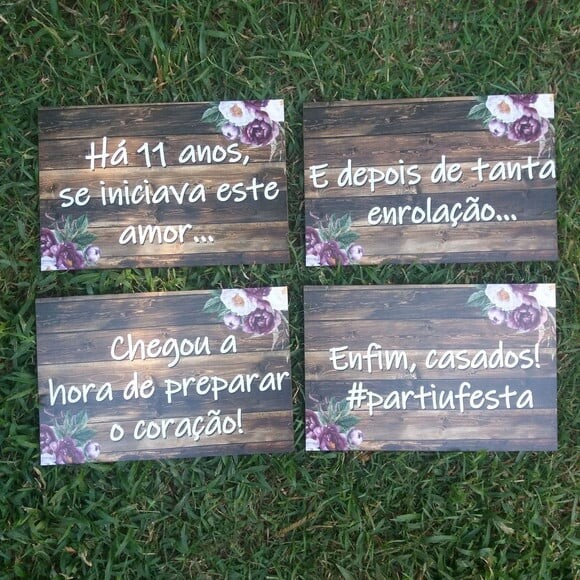4 Placas de casamento COM SUA FRASE