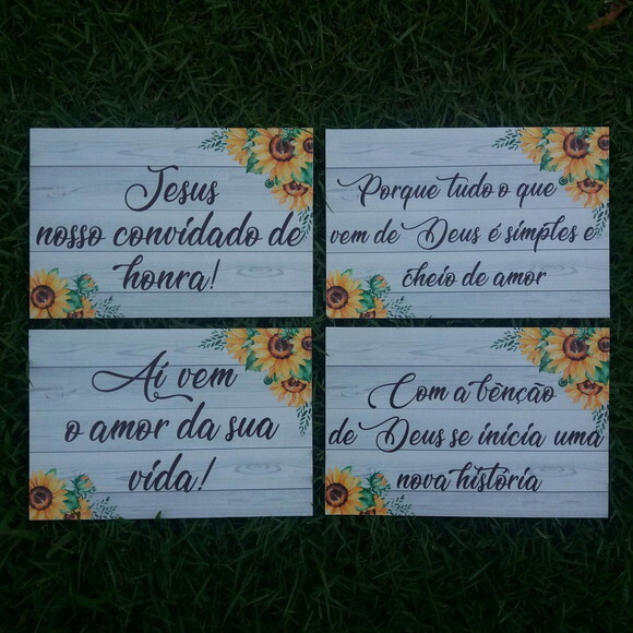 4 Placas de casamento COM SUA FRASE