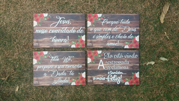 4 Placas de casamento COM SUA FRASE