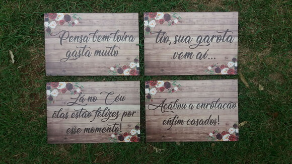 4 Placas de casamento COM SUA FRASE