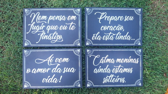 4 Placas de casamento COM SUA FRASE -Chalkboard