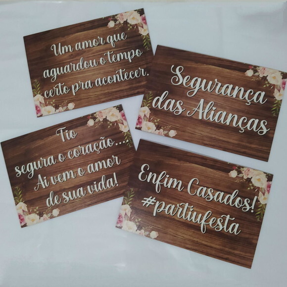 4 Placas de Casamento com Sua Frase