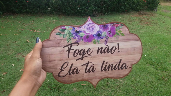 4 Placas de casamento COM SUA FRASE -Floral roxo