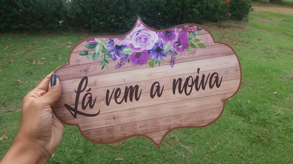 4 Placas de casamento COM SUA FRASE -Floral roxo