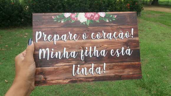4 placas de casamento COM SUA FRASE Floral rosa