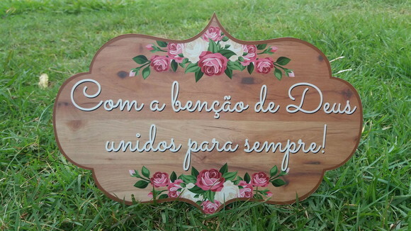 4 placas de casamento COM SUA FRASE Tema Rosas