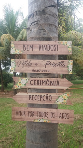 5 Placas casamento indicativa COM SUA FRASE em MDF