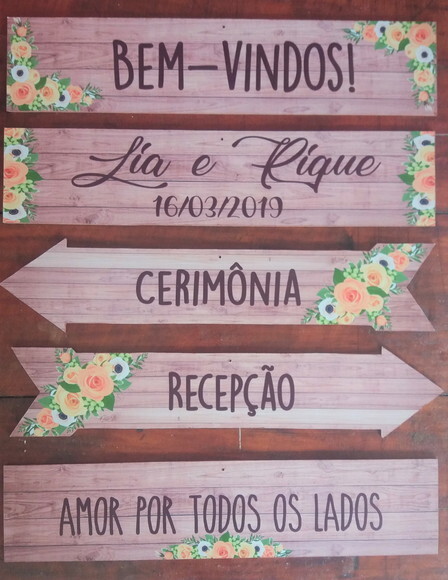 5 Placas casamento indicativa COM SUA FRASE em MDF
