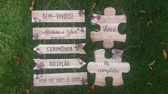 5 placas indicativas + 2 Placas das cadeiras quebra cabeça