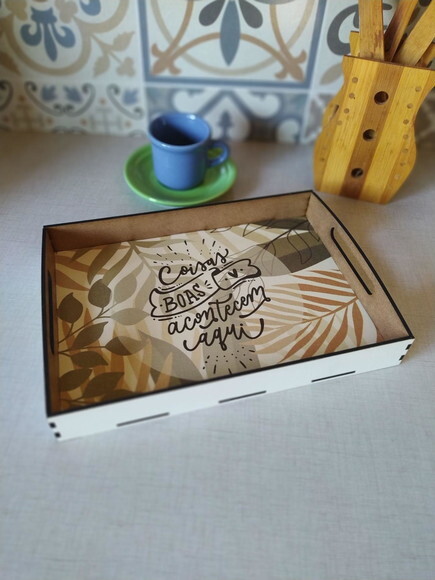 Bandeja Personalizada 25x18cm Mesa Posta/ Café da Manhã