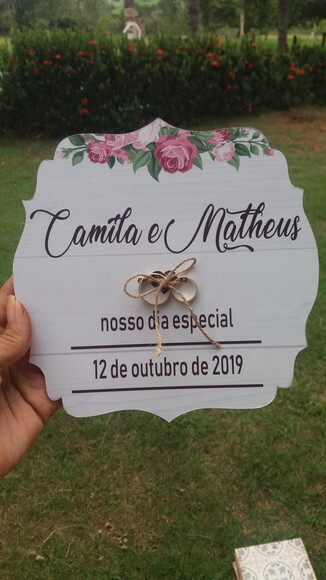 Kit placas Indicativas + 2 pajem + alianças + placa de porta
