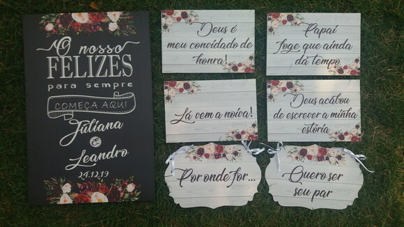 Kit placas para Casamento 5 ítens - 1 brinde surpresa
