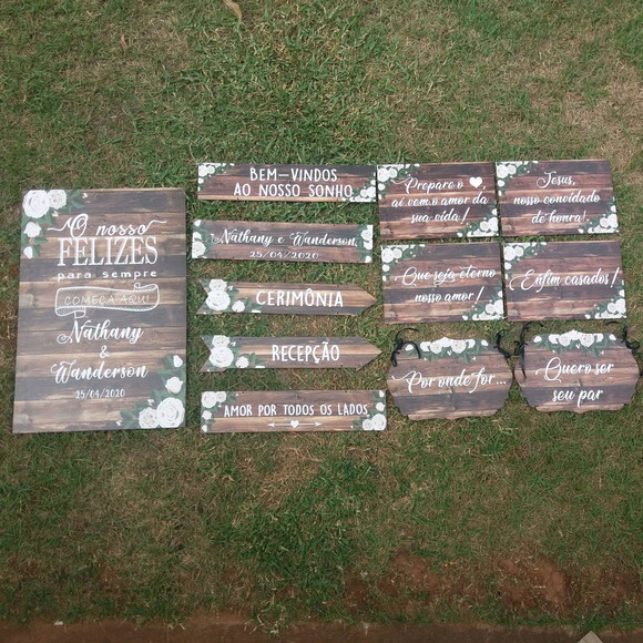 Kit placas para Casamento 5 ítens - 1 brinde surpresa