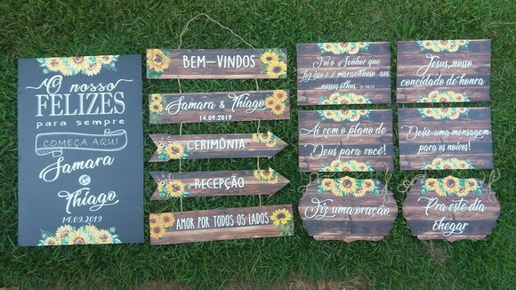 Kit placas para Casamento 5 ítens + 1 brinde surpresa
