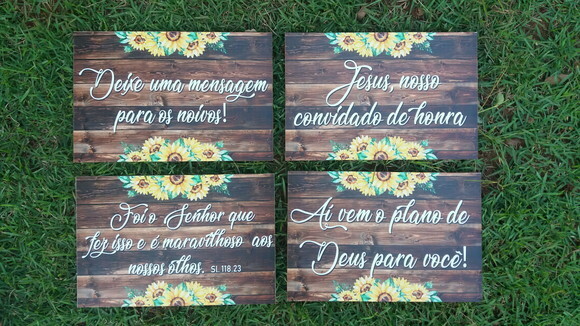 Kit placas para Casamento 5 ítens + 1 brinde surpresa