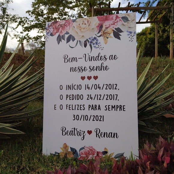 Placa Boas Vindas Casamento 60x40