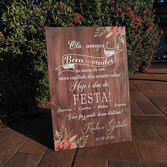 Placa Boas Vindas Casamento 60x40