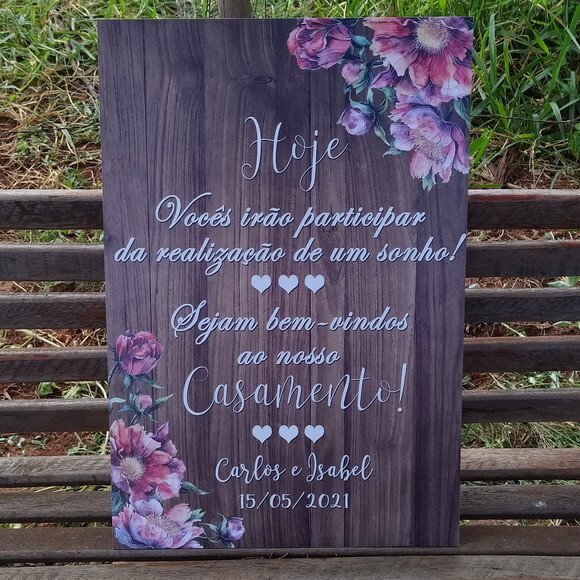 Placa Boas Vindas Casamento 60x40